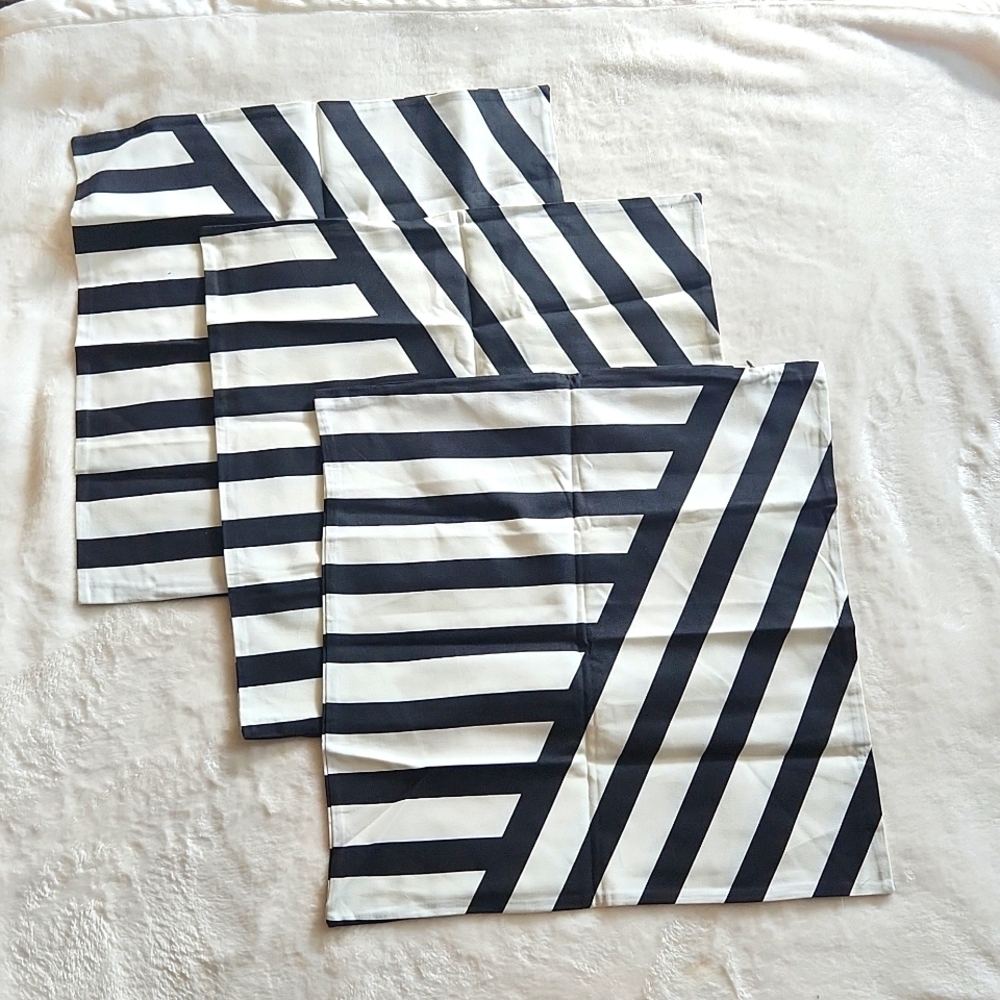 Set of 3 Striped Pillow Covers, NWT